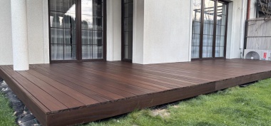 Montaż tarasu z deski egzotycznej bangkirai 21x145mm w kolorze Palisander