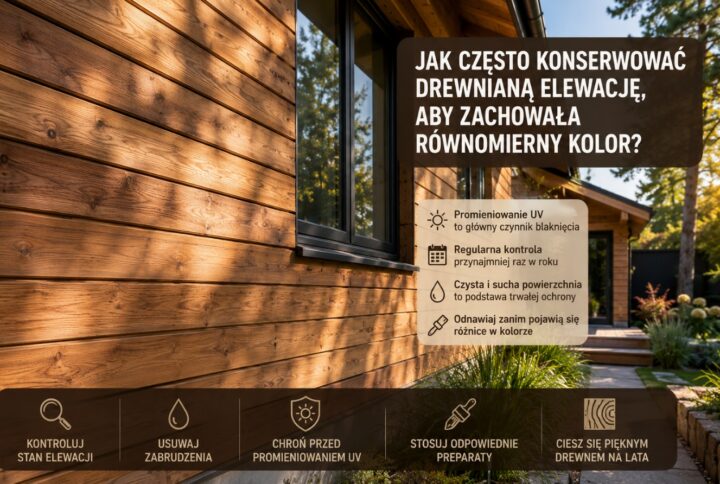 Jak często konserwować drewnianą elewację, aby zachowała równomierny kolor?