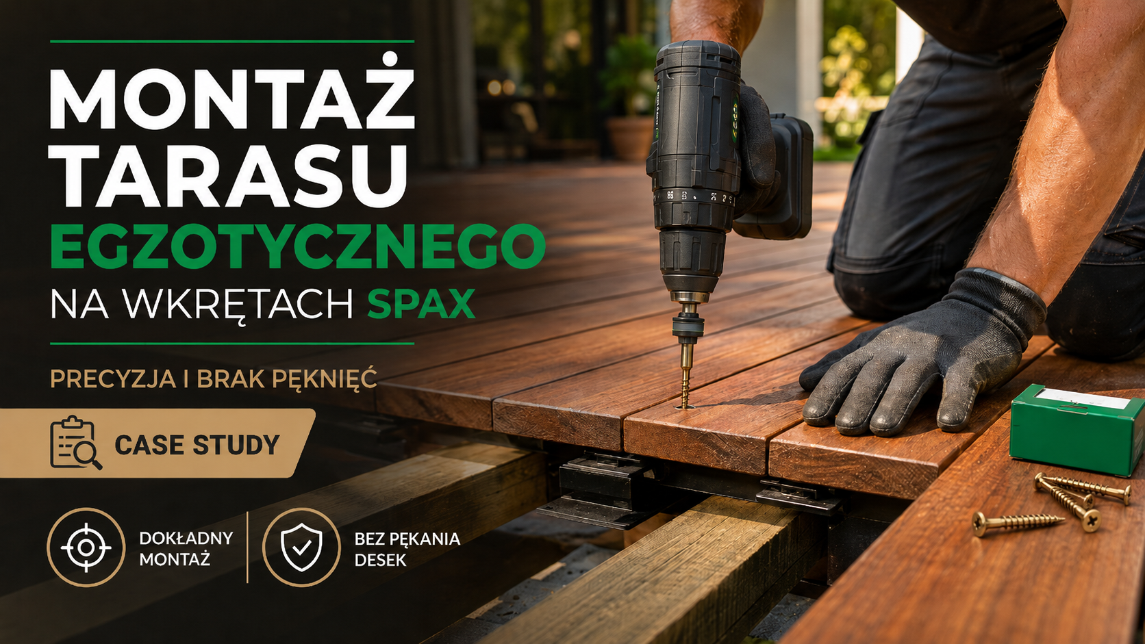 montaż tarasu egzotycznego na wkrętach spax