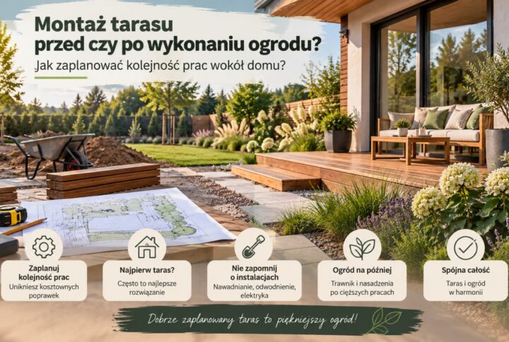 Montaż tarasu przed czy po wykonaniu ogrodu? Jak zaplanować kolejność prac wokół domu?