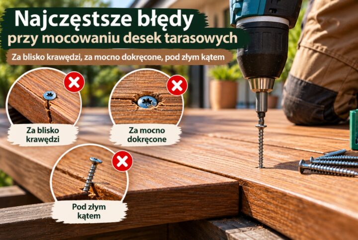 Za blisko krawędzi, za mocno dokręcone, pod złym kątem – najczęstsze błędy przy mocowaniu desek